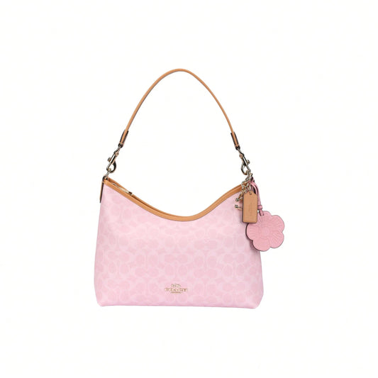 COACH Laurel 31 Classic Monogram Charm Hobo Bag With Internal Zipper Pocket, Faux Leather, Crossbody