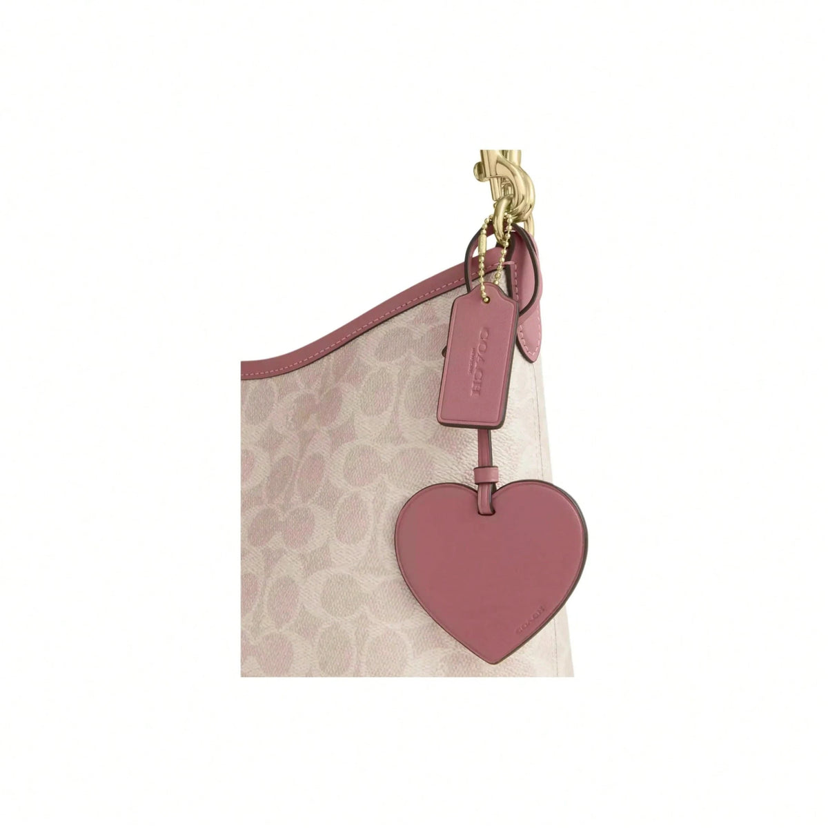 COACH Laurel 31 Logo Heart Charm Faux Leather Crossbody Shoulder Bag Large Women's Sand/Asphalt