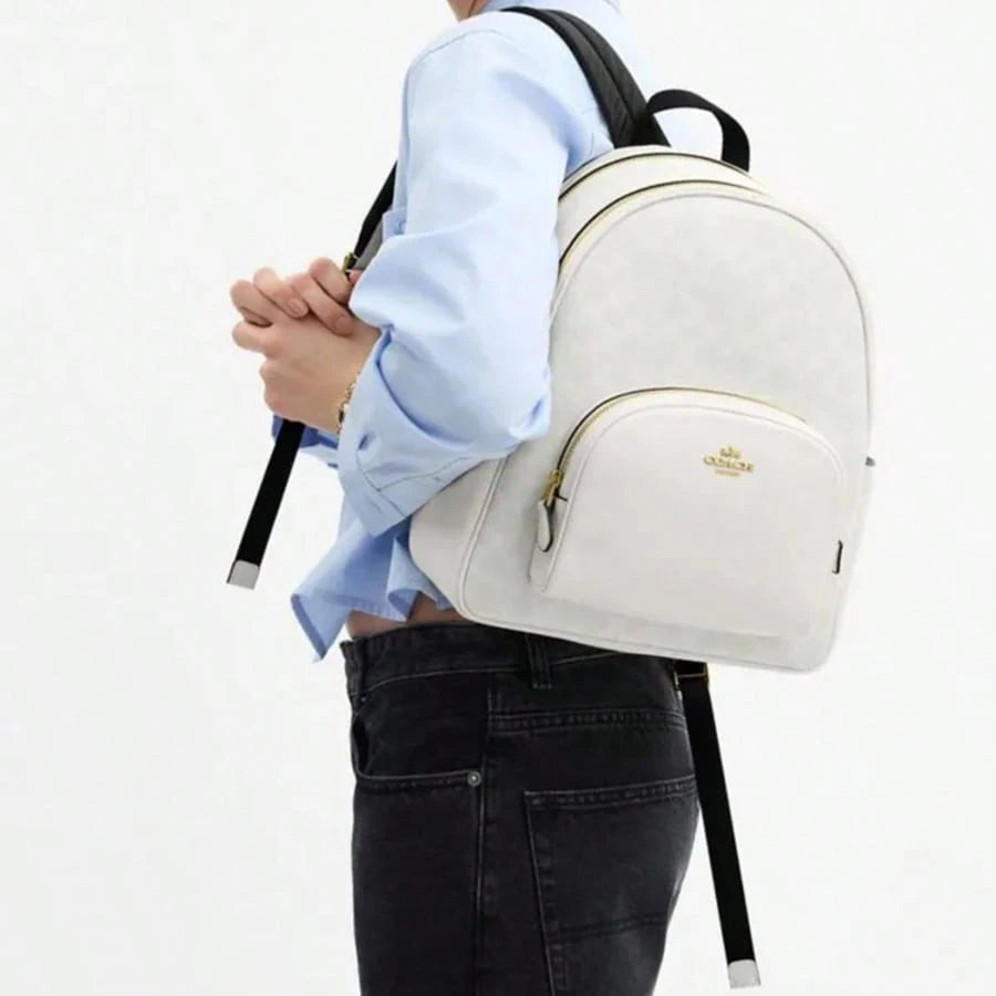 COACH Court 27 Logo Zip Backpack Large Women's Chalk White