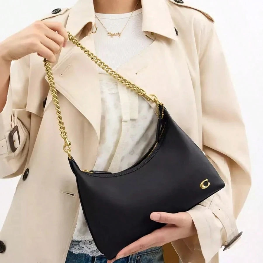 COACH Juliet 25 Metal Logo Leather Crossbody Shoulder Bag Medium Women's Black