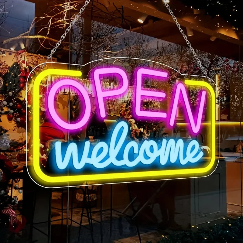 Multicolor LED Neon Open Welcome Sign