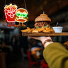 Hamburger Fries Neon Wall Sign