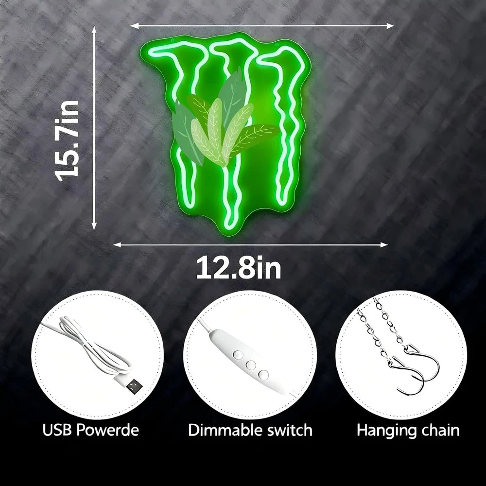Green LED Monster Energy Drink Claw Neon Sign