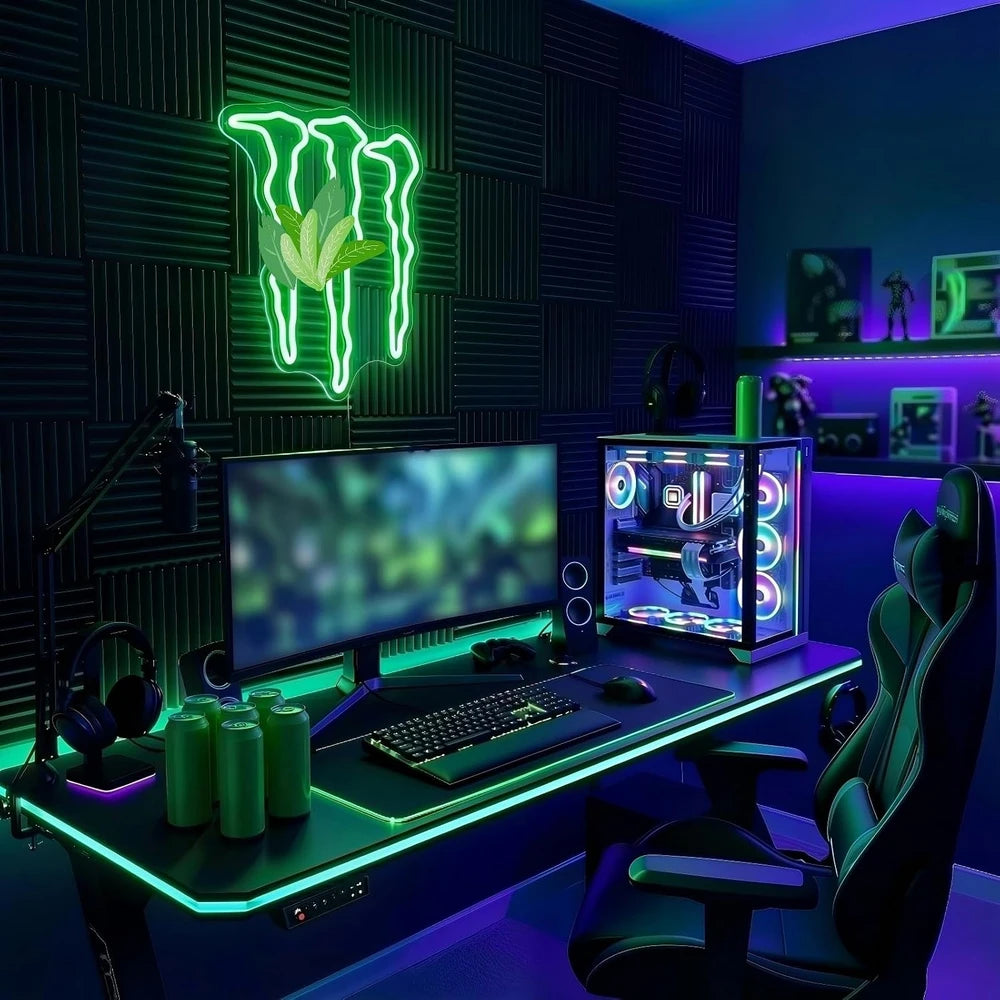 Green LED Monster Energy Drink Claw Neon Sign