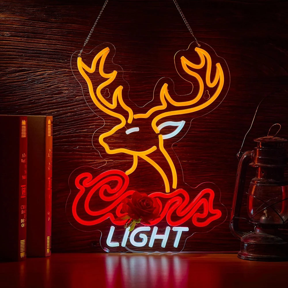 Coors Light Deer Head Bar LED Neon Sign