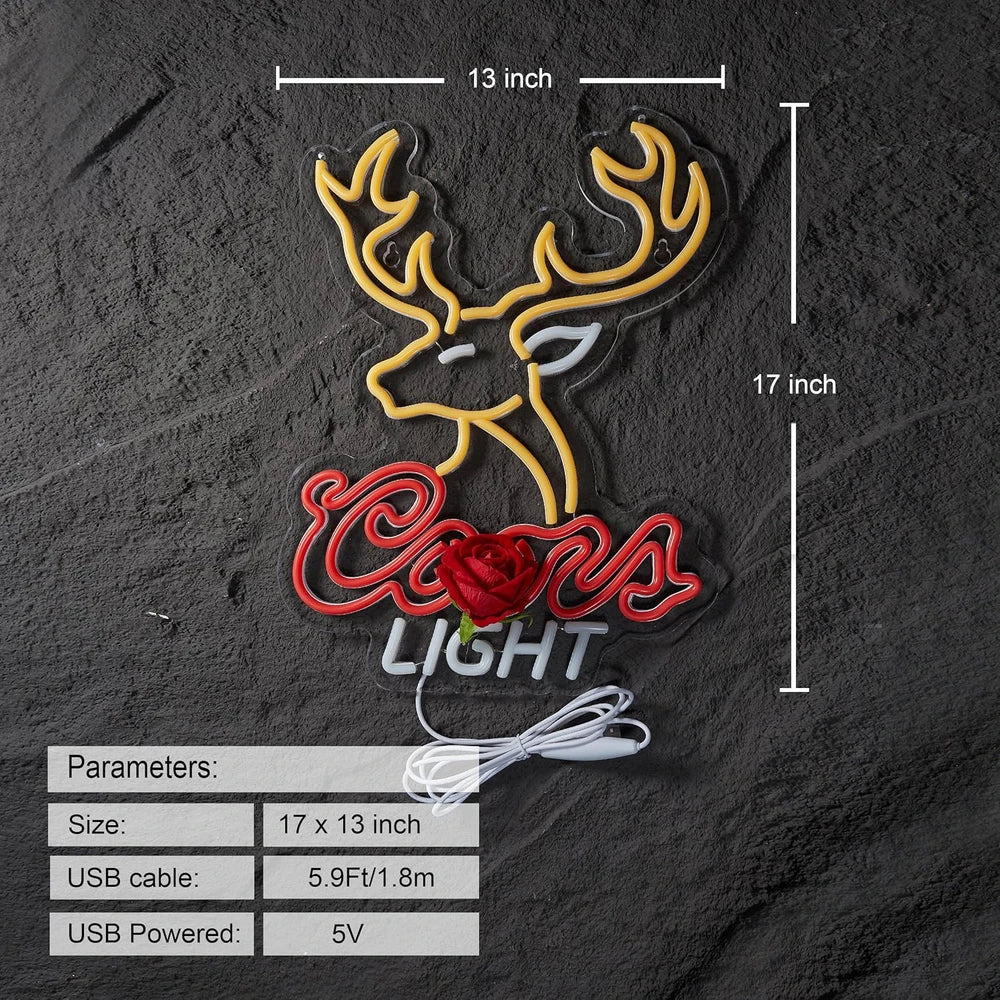 Coors Light Deer Head Bar LED Neon Sign