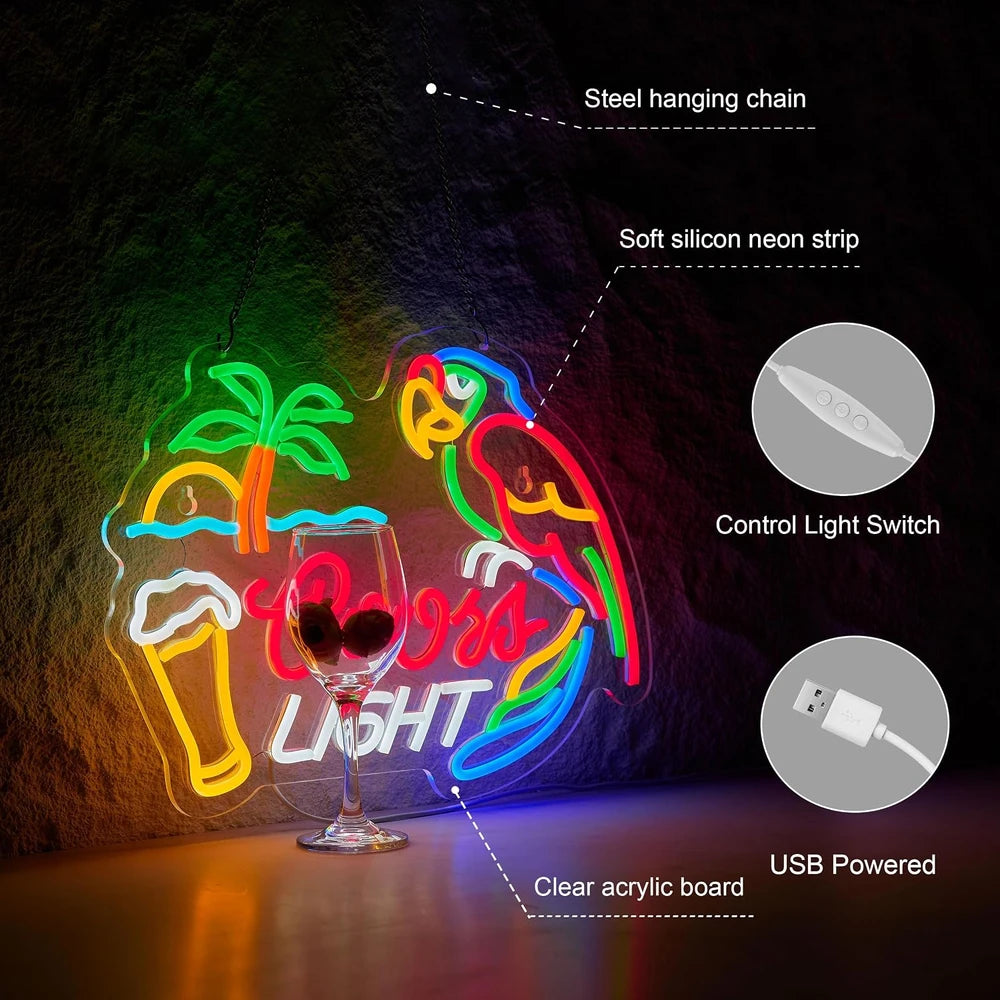 Coors Light Parrot Bar Parrot Neon Sign