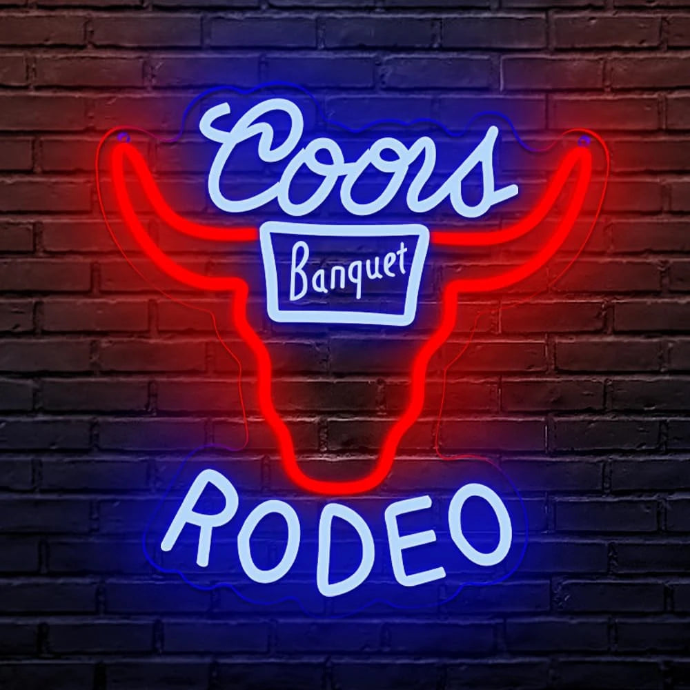 Coors Rodeo Cowboy Western Bar Neon Sign