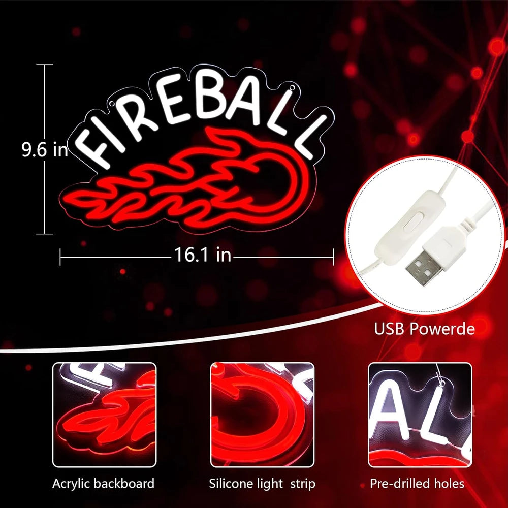 Fireball Whiskey Bar LED Neon Sign