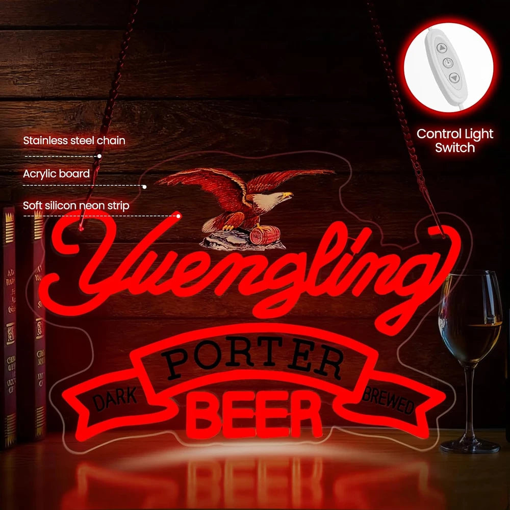 Red Yuengling Eagle Beer Bar Neon Sign