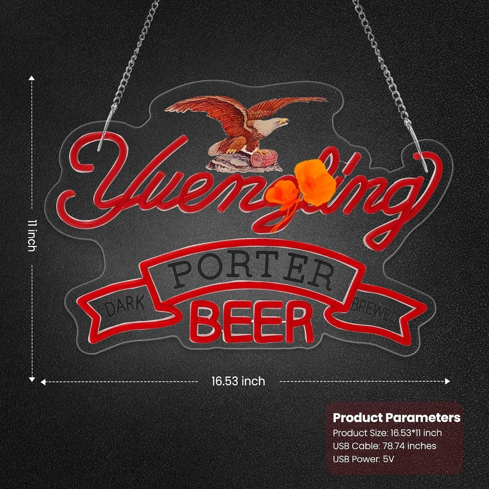 Red Yuengling Eagle Beer Bar Neon Sign