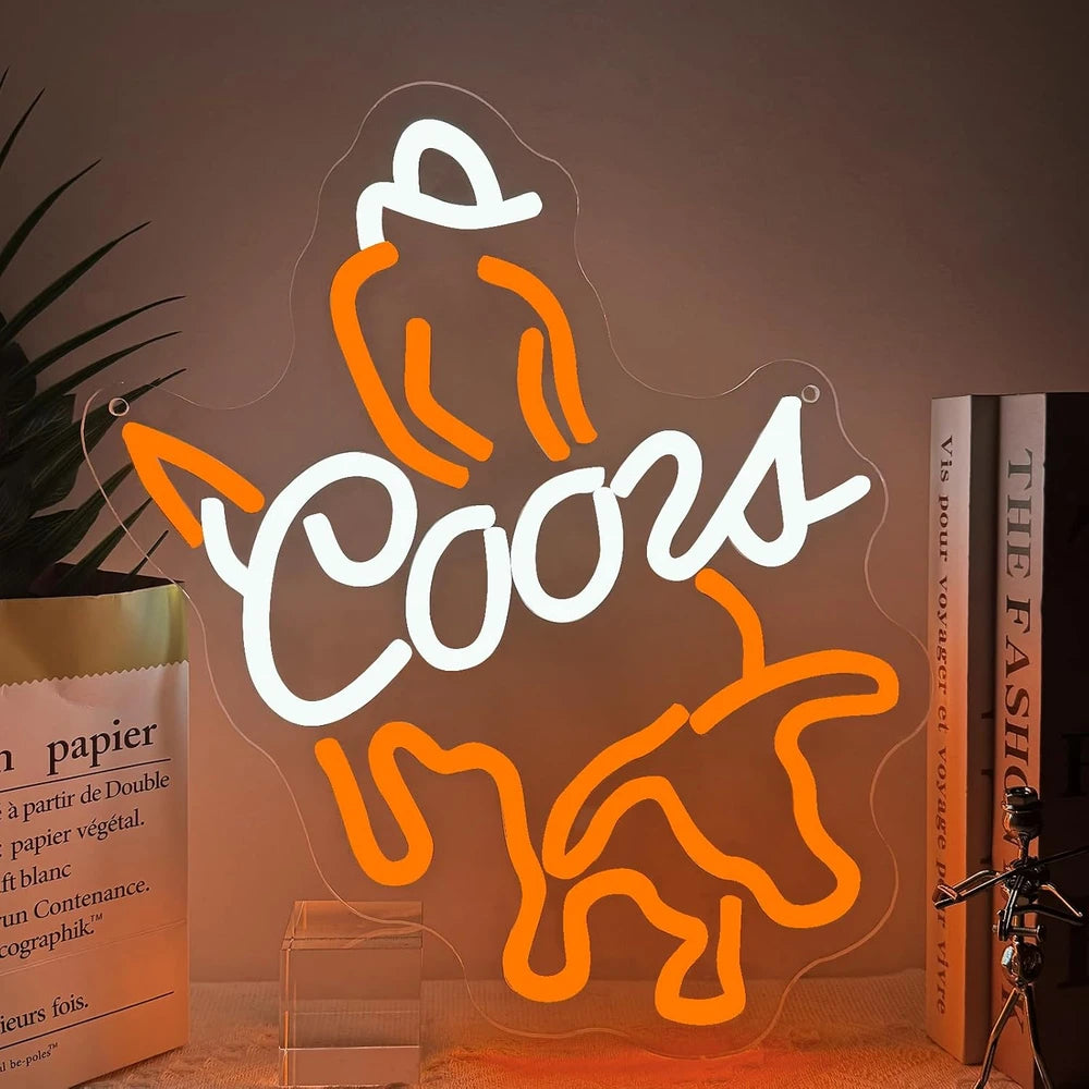 Coors Bullrider Bar Beer Neon Sign