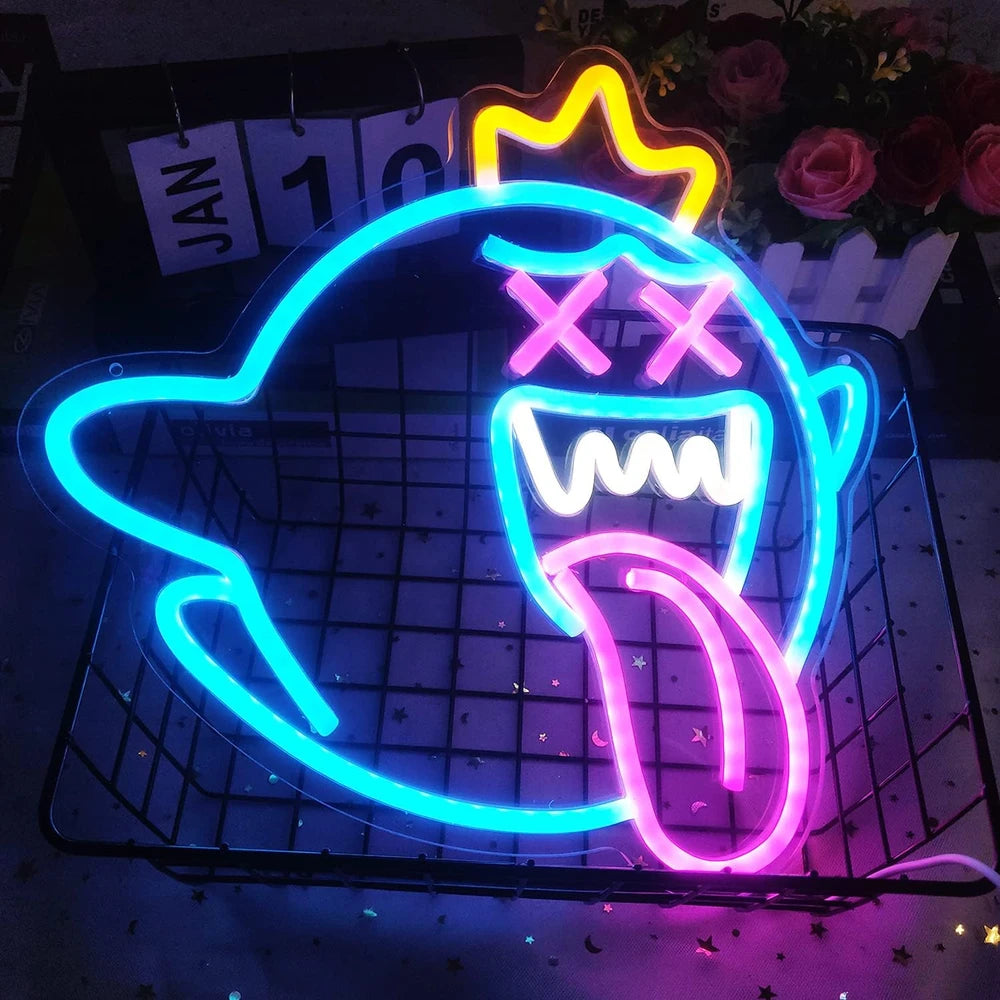 King Boo Mario Video Game Gamer Ghost LED Neon Light Sign