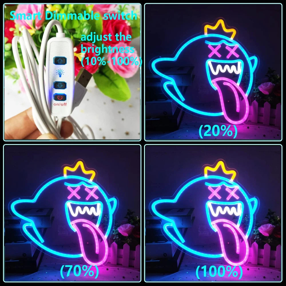 King Boo Mario Video Game Gamer Ghost LED Neon Light Sign
