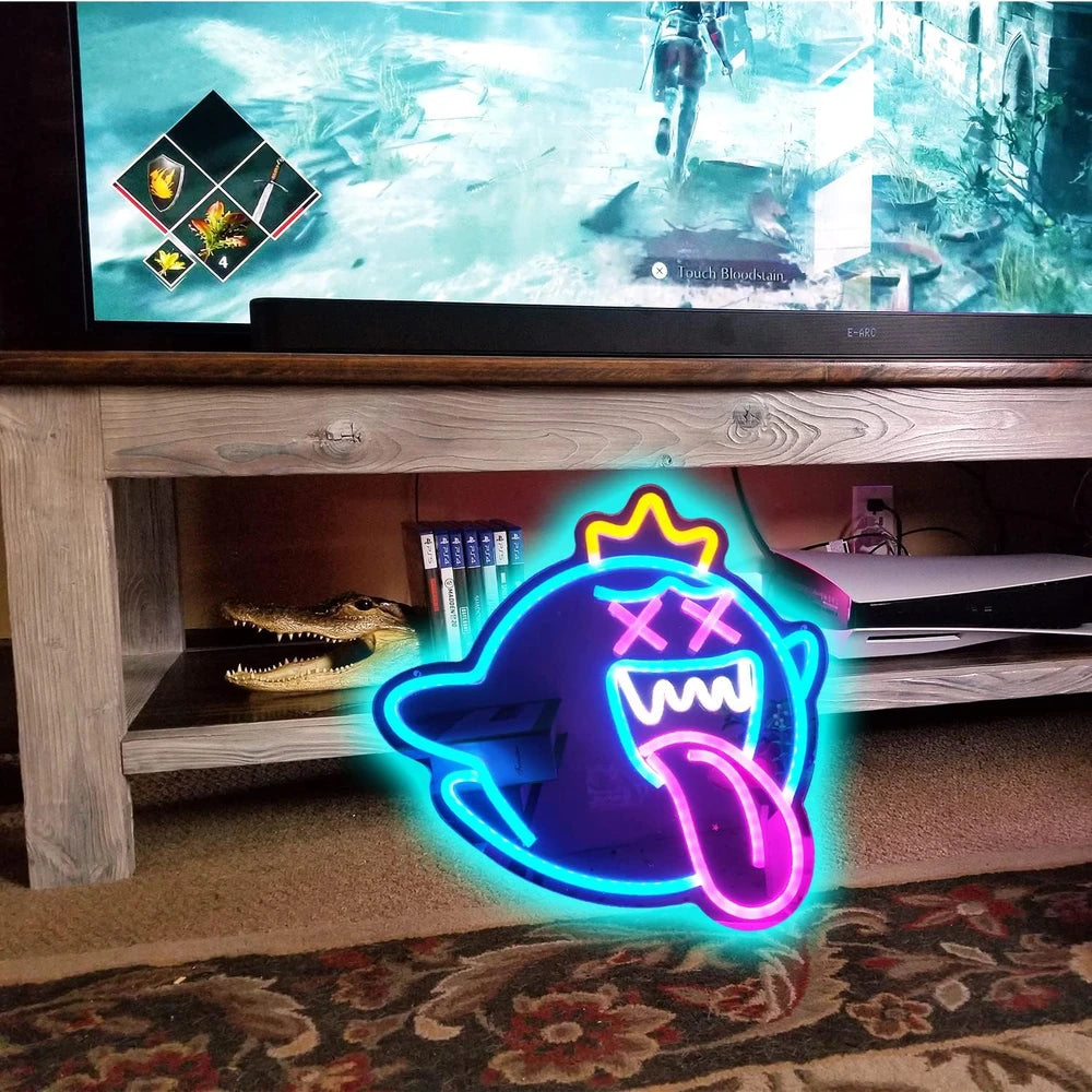 King Boo Mario Video Game Gamer Ghost LED Neon Light Sign
