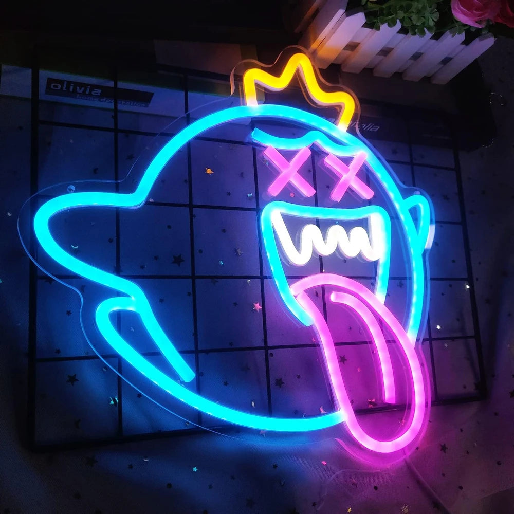 King Boo Mario Video Game Gamer Ghost LED Neon Light Sign