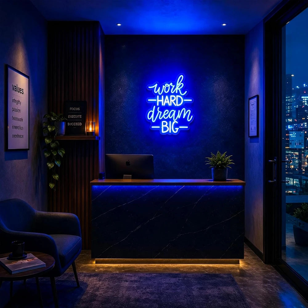 Motivational Work Hard Dream Big Neon Light Wall Sign