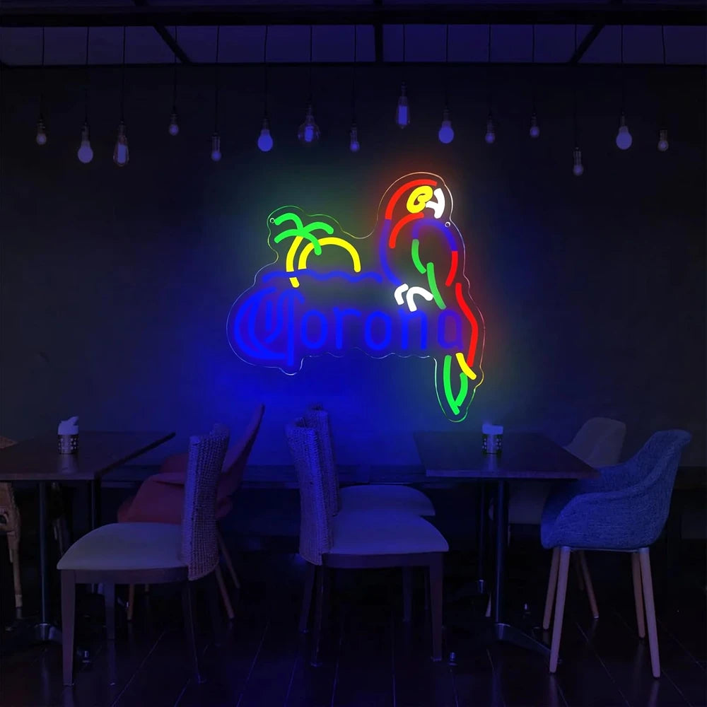 Corona Beer Parrot Neon Bar Sign