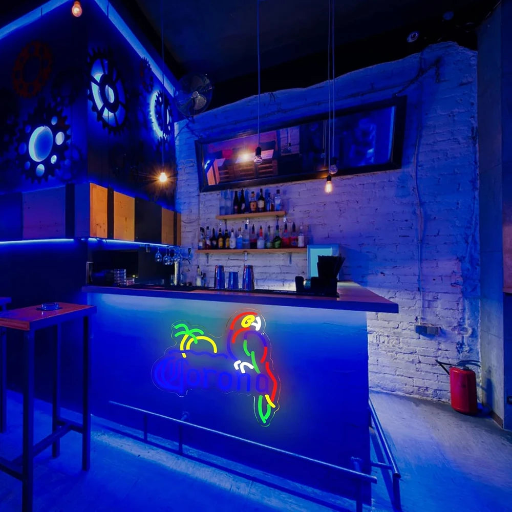 Corona Beer Parrot Neon Bar Sign