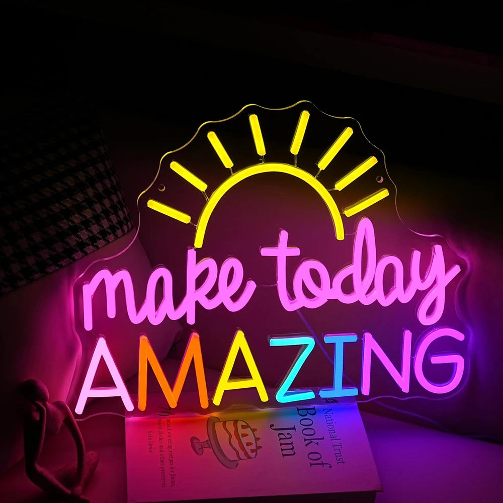 Colorful Sunrise Motivational Make Today Amazing LED Neon Sign