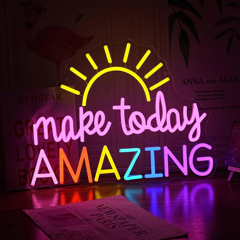 Colorful Sunrise Motivational Make Today Amazing LED Neon Sign