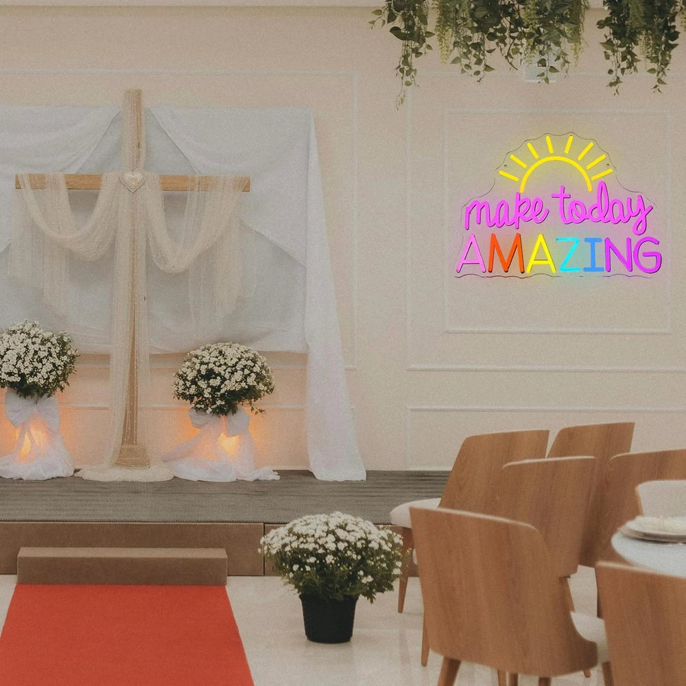 Colorful Sunrise Motivational Make Today Amazing LED Neon Sign