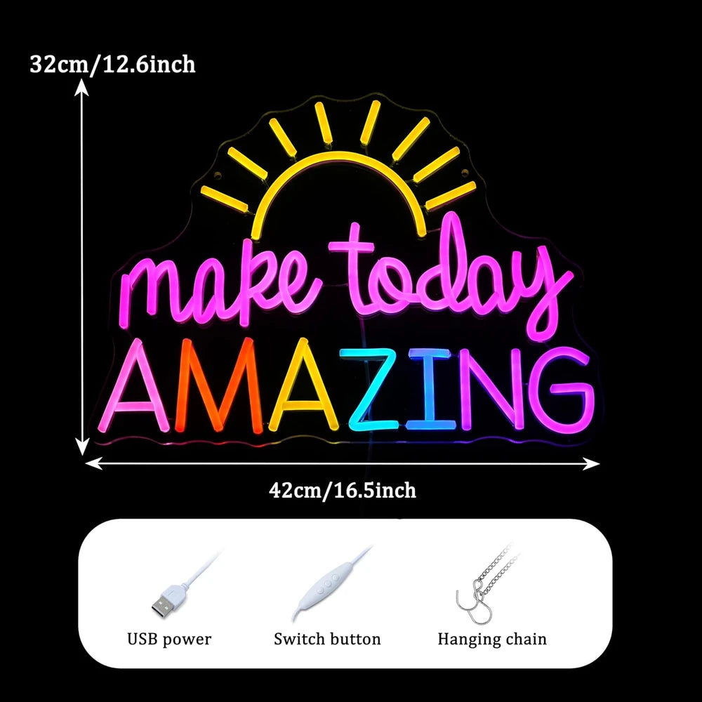 Colorful Sunrise Motivational Make Today Amazing LED Neon Sign