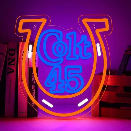 Colt 45 Beer Horseshoe Bar Neon Wall Sign