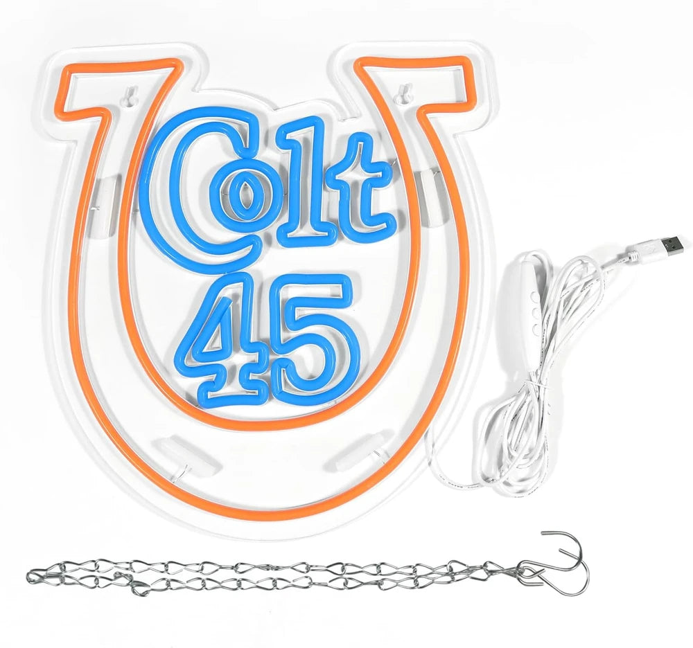 Colt 45 Beer Horseshoe Bar Neon Wall Sign