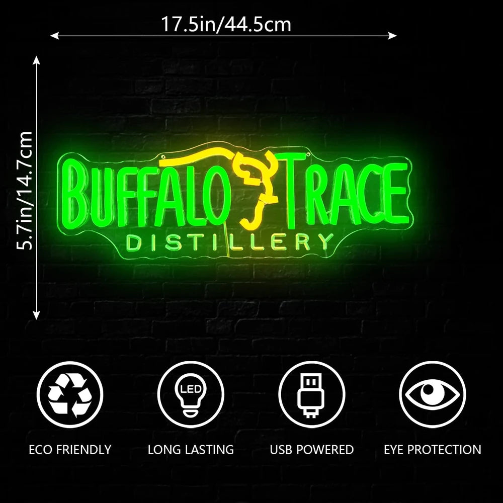 Buffalo Trace Distillery Whiskey Bar Neon Light Sign