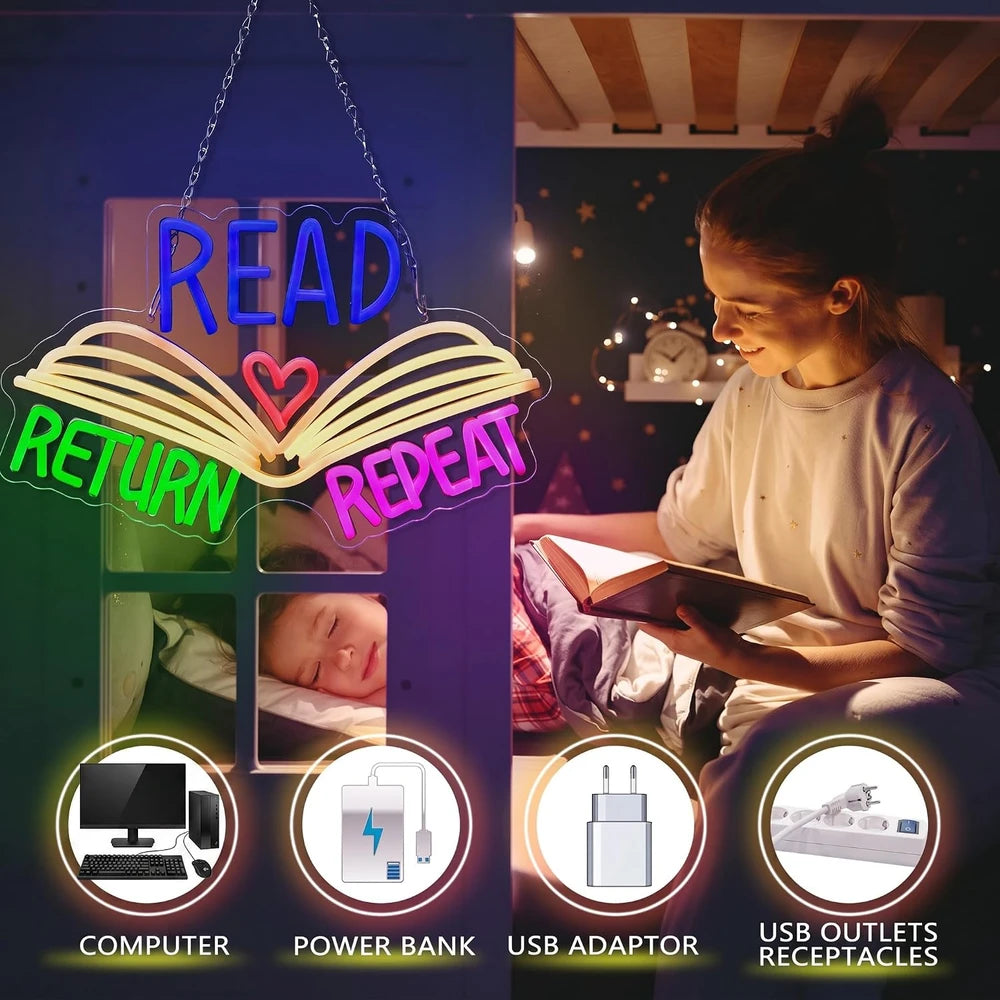 Read Return Neon Library Sign