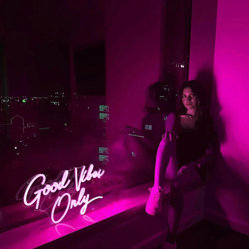 Good Vibes Only Purple LED Neon Sign