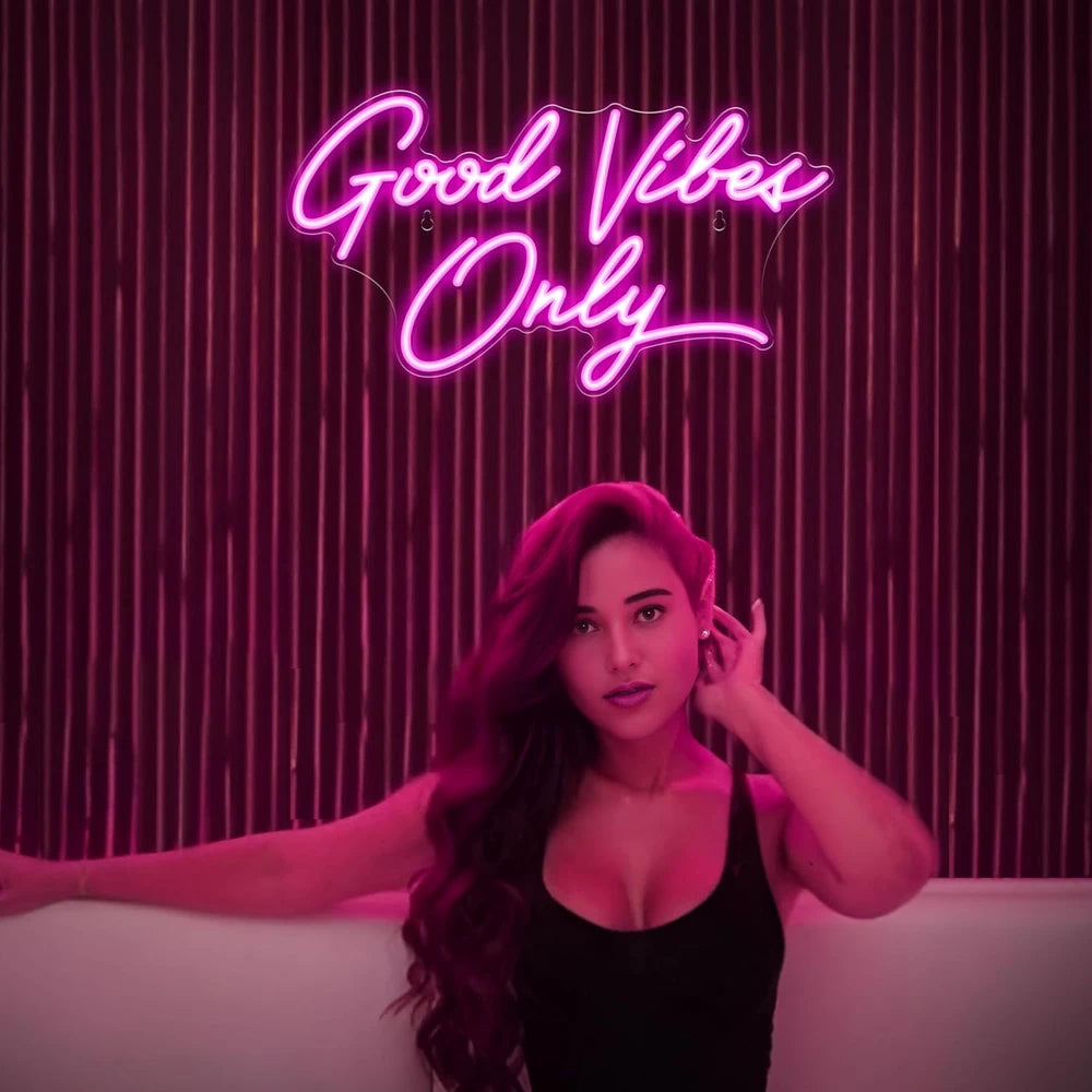 Good Vibes Only Purple LED Neon Sign