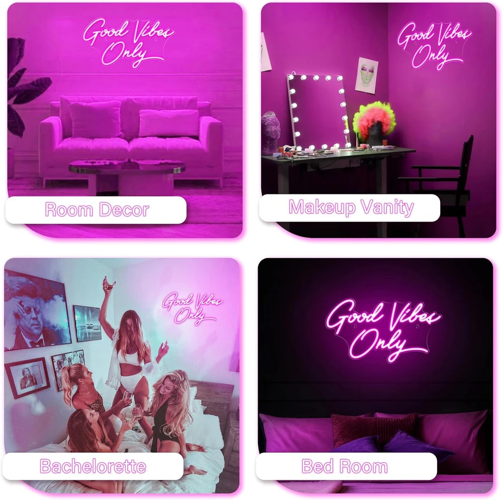 Good Vibes Only Purple LED Neon Sign