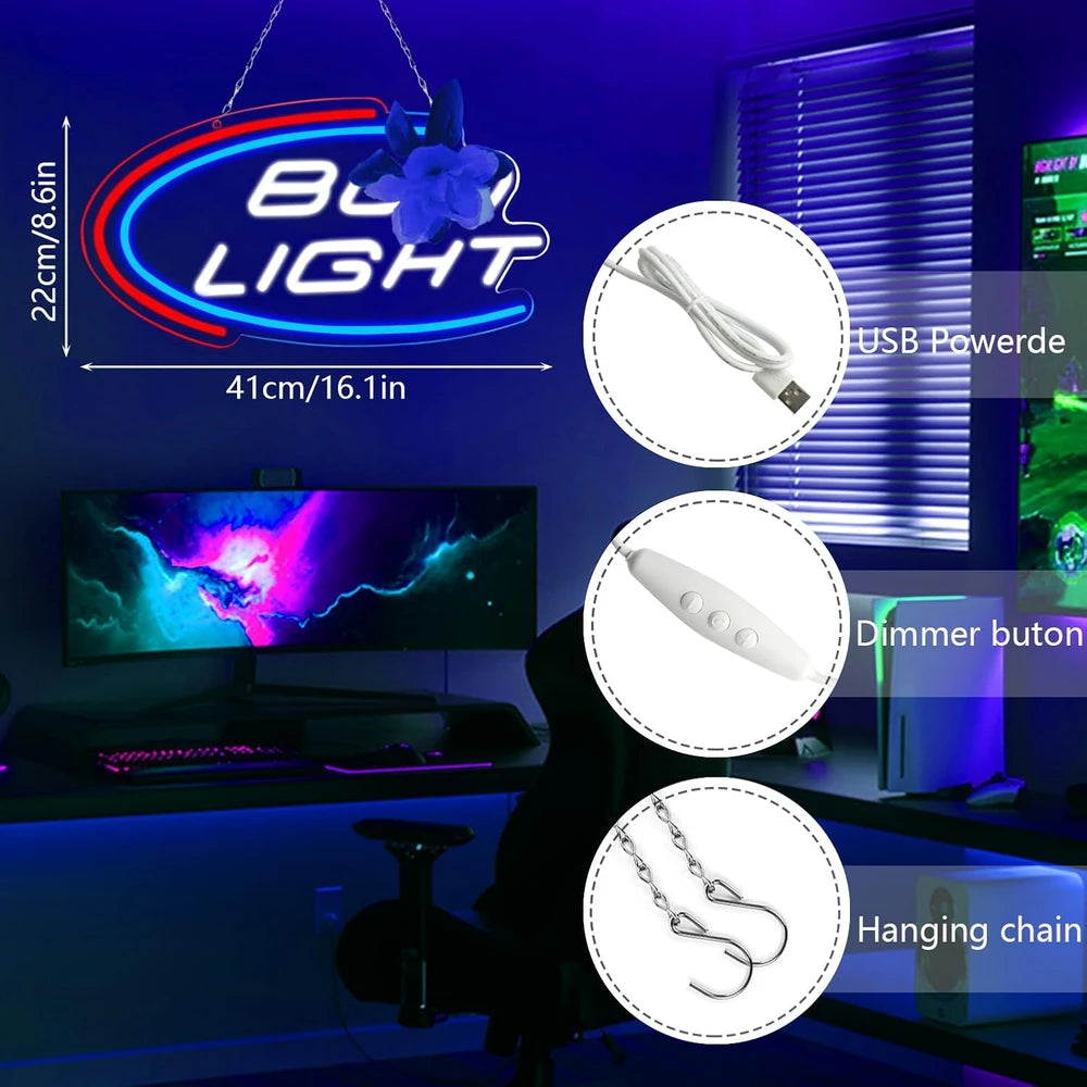 Bud Light Beer Bar Neon Wall Sign