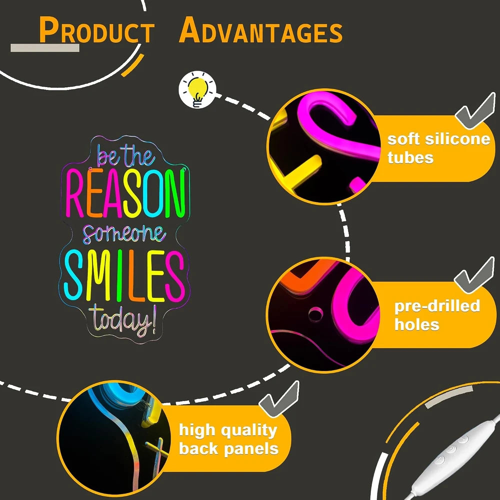Inspirational Be The Reason Someone Smiles Today Neon Wall Sign