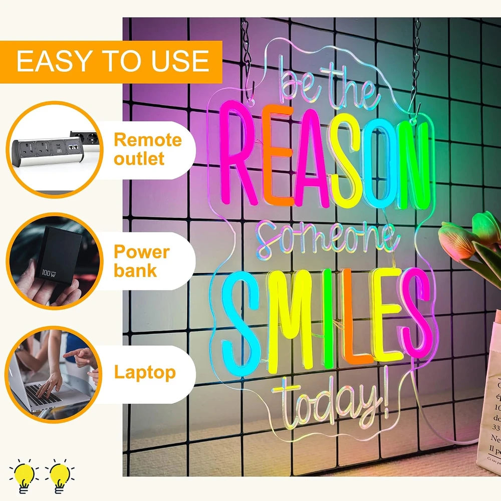 Inspirational Be The Reason Someone Smiles Today Neon Wall Sign