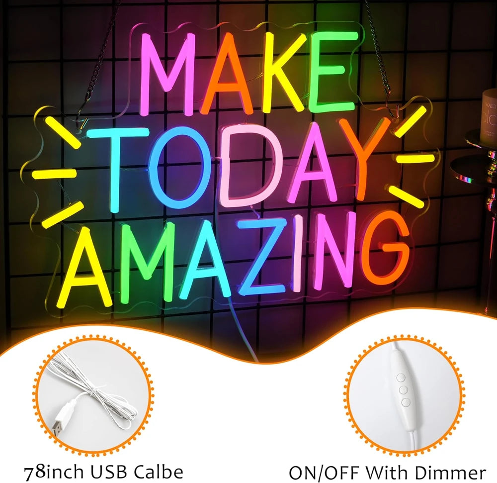 Rainbow Motivational Make Today Amazing LED Quote Neon Sign