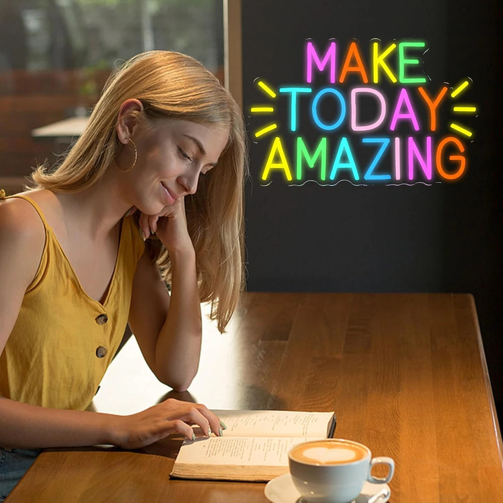 Rainbow Motivational Make Today Amazing LED Quote Neon Sign