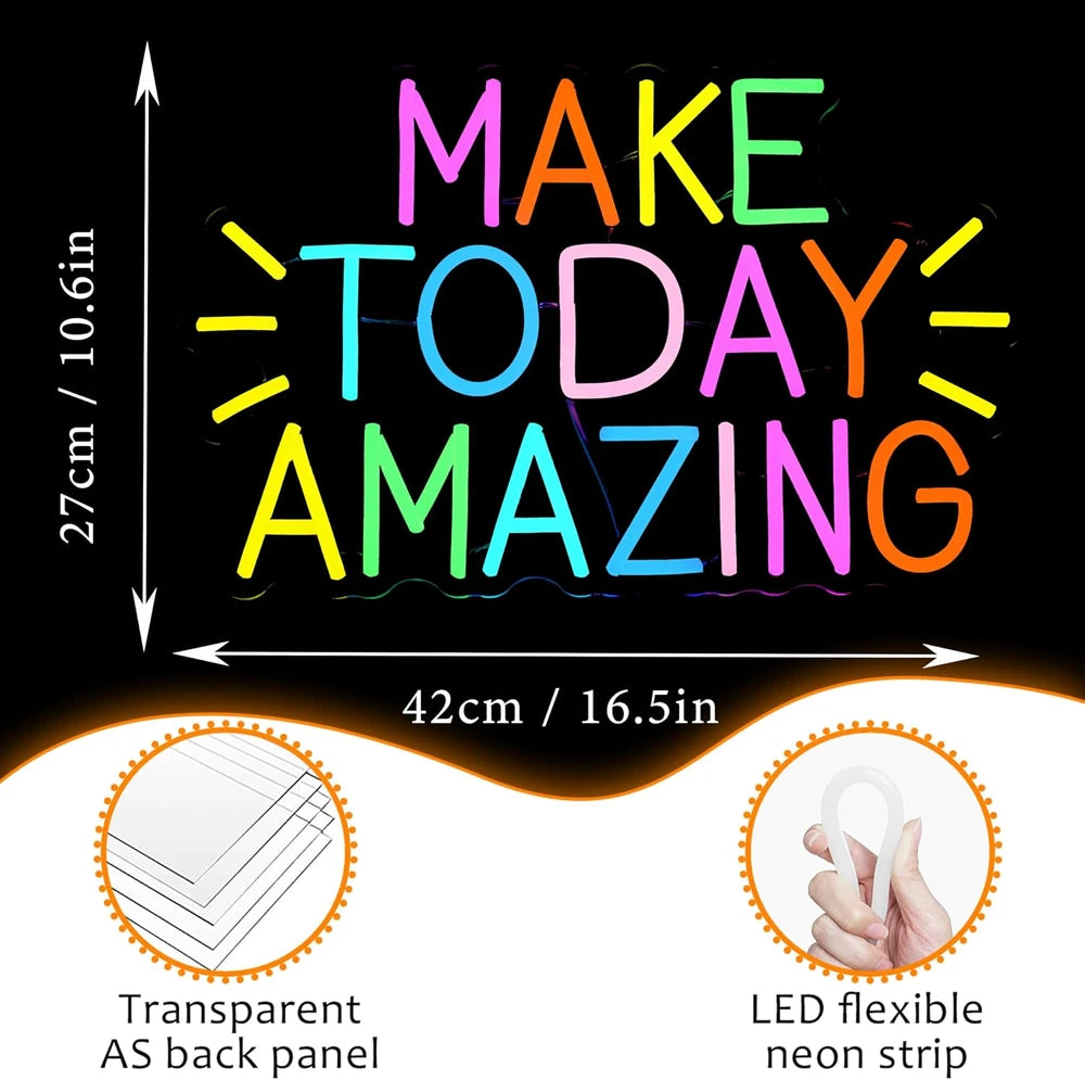 Rainbow Motivational Make Today Amazing LED Quote Neon Sign