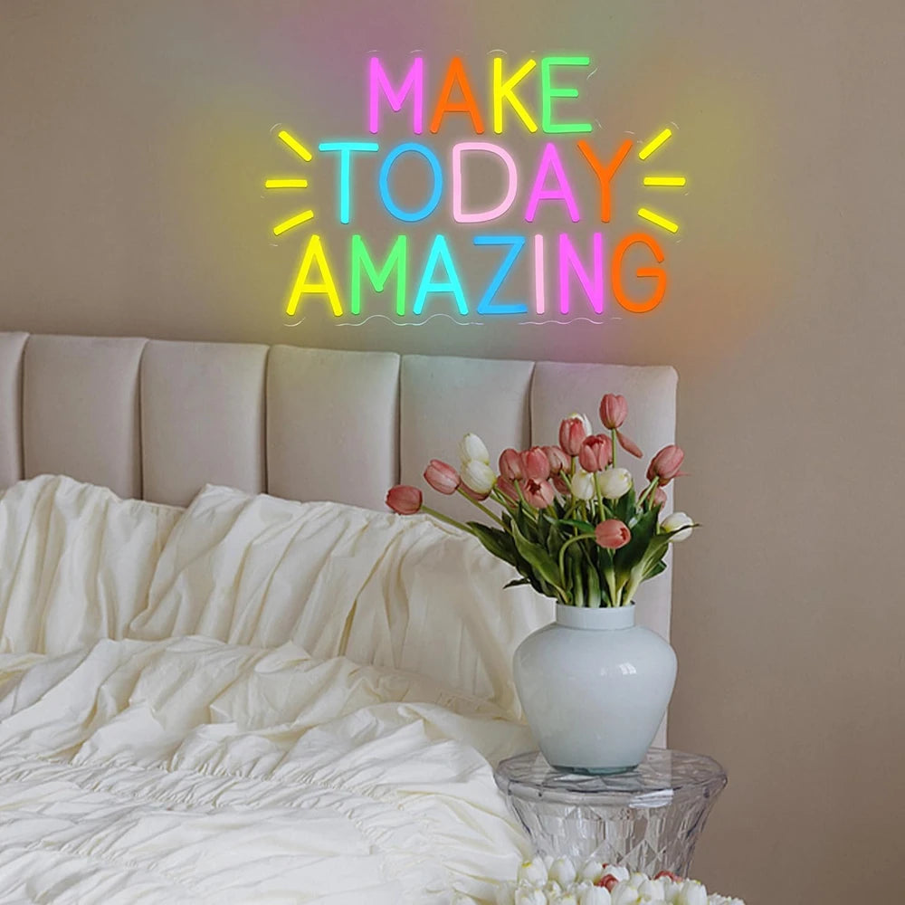 Rainbow Motivational Make Today Amazing LED Quote Neon Sign
