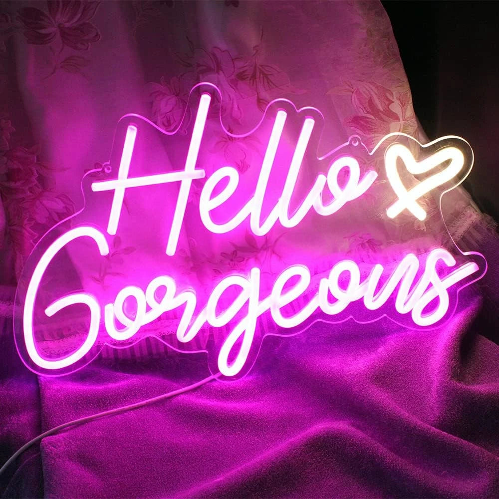 Hello Gorgeous Pink LED Neon Sign