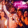 Pink Good Vibes Heart Neon Wall Sign
