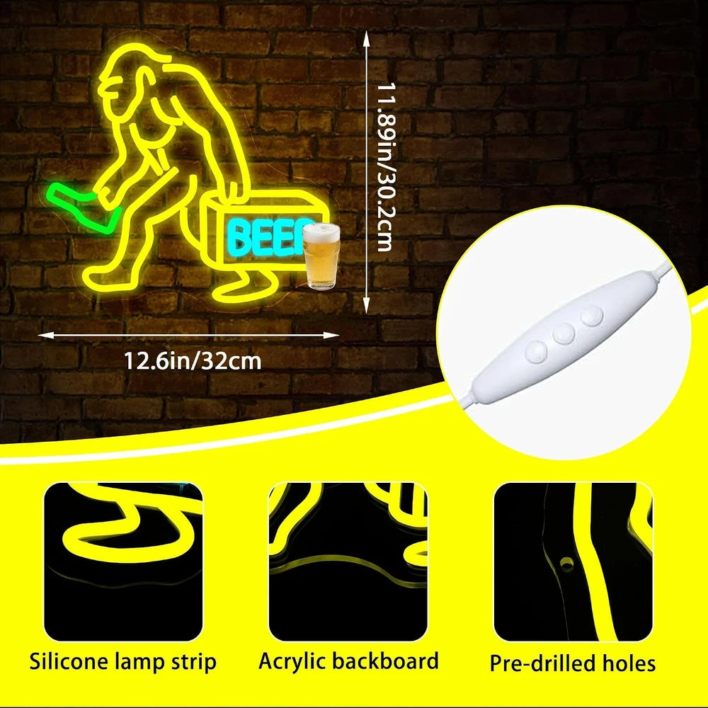 Bigfoot Sasquatch Neon Beer Wall Sign