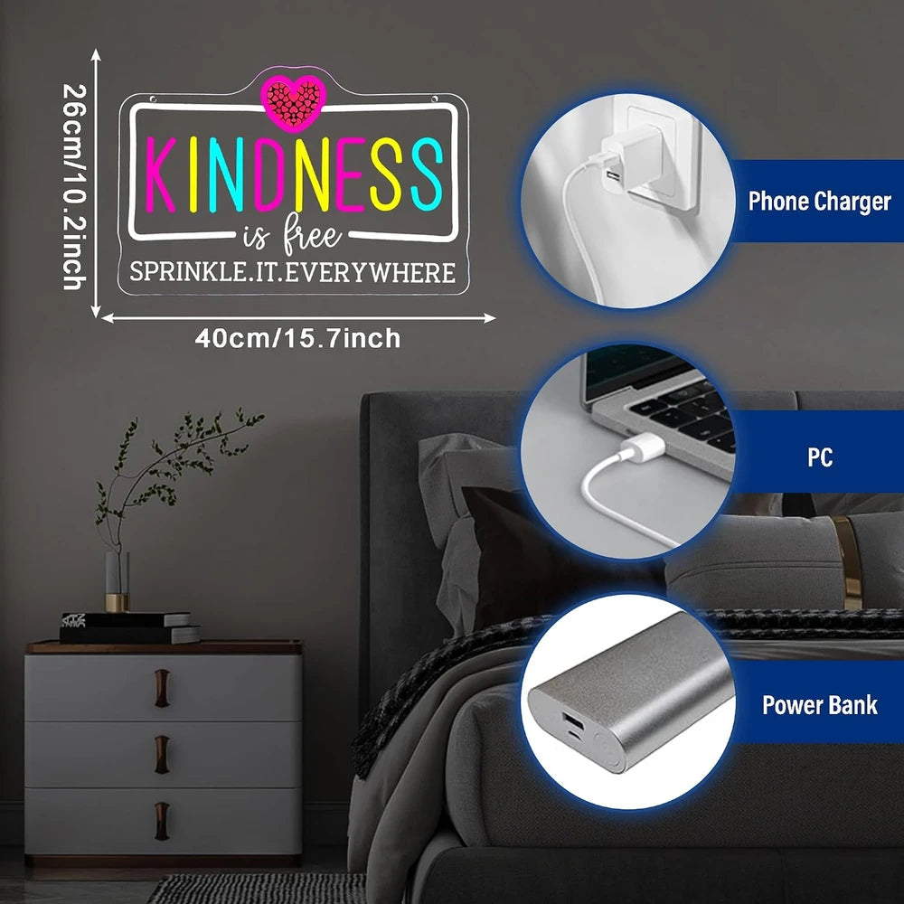 Kindness Is Free Sprinkle It Everywhere Motivational Neon Sign