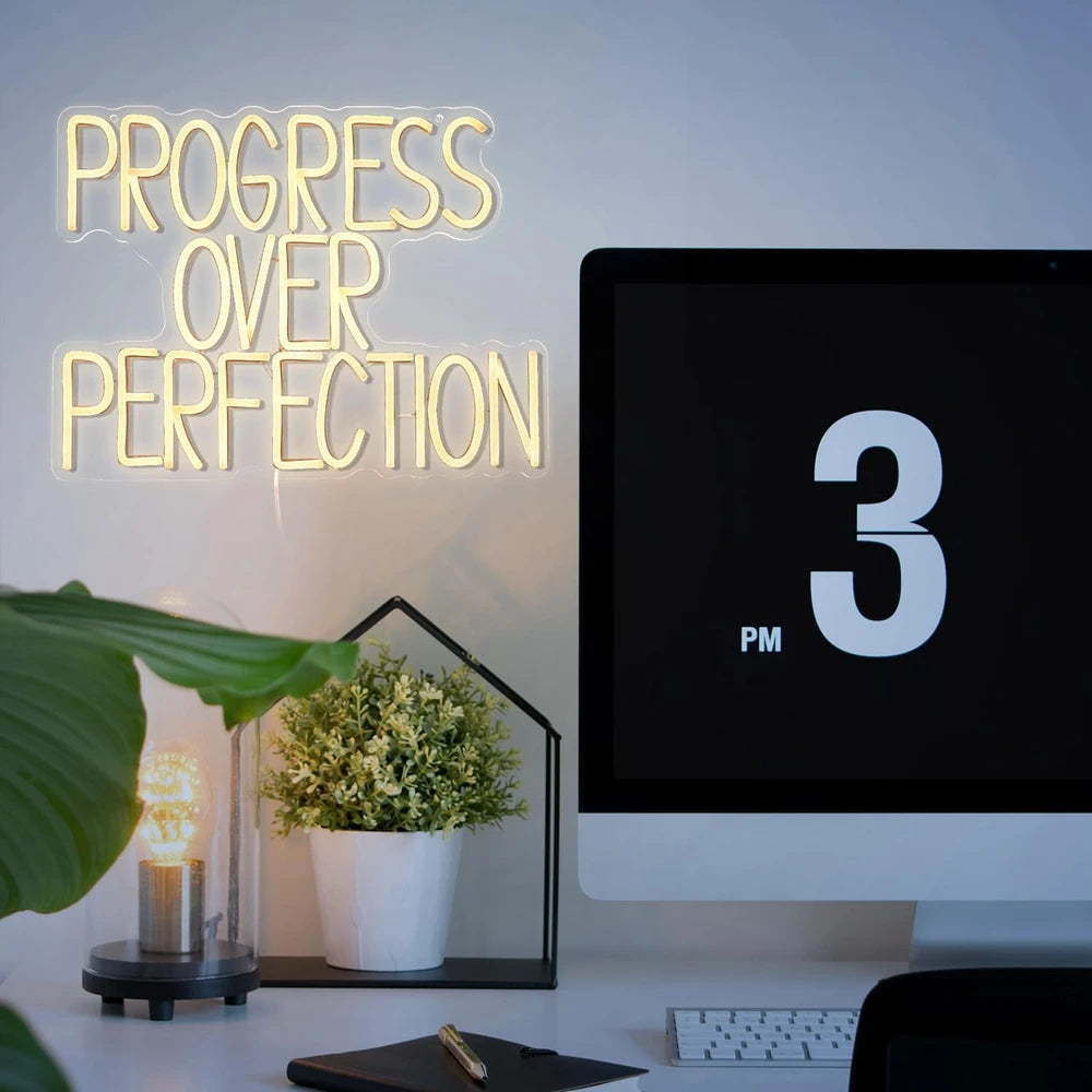 Progress Over Perfection Neon Sign