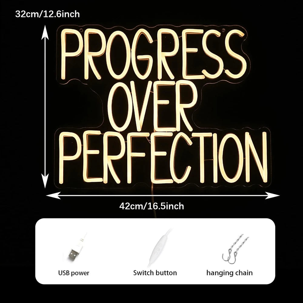 Progress Over Perfection Neon Sign