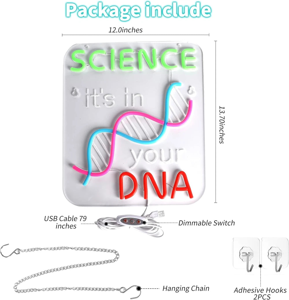 Science DNA Neon Wall Sign