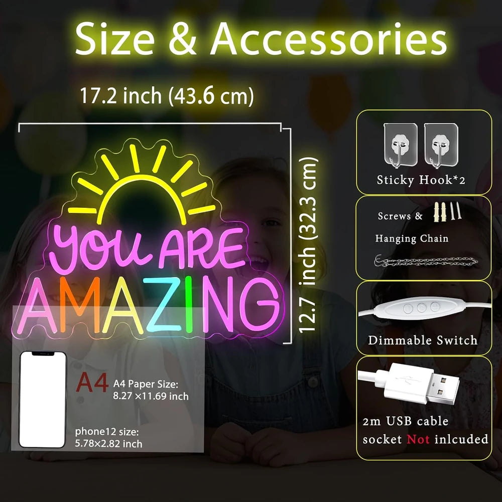 You Are Amazing Motivational Neon Classroom Sign