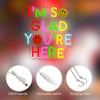 I'm So Glad You're Here Smiley Positive Quote Classroom Neon Sign